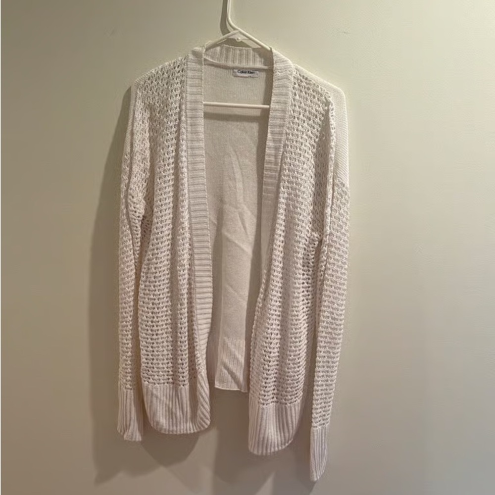 Women's Cream Open-Front Sweater